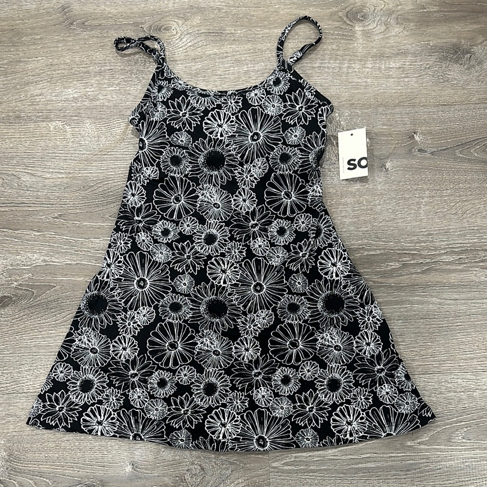 SO Black and White Floral Kids Dress